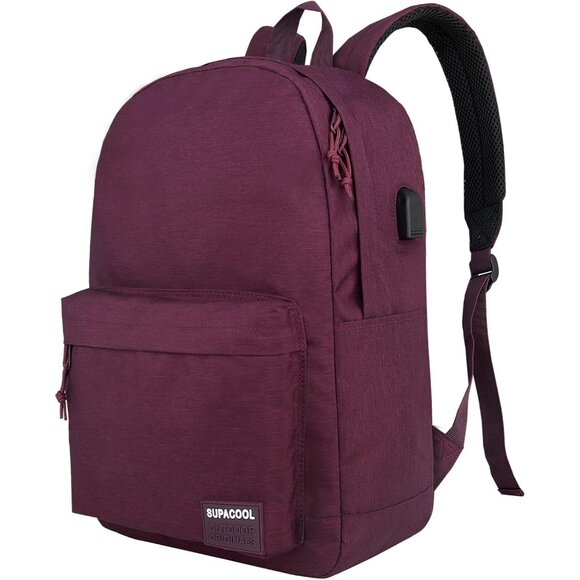 ? Women Red Casual Laptop Backpack College USB Charging Port Lightweight Bags main image 8